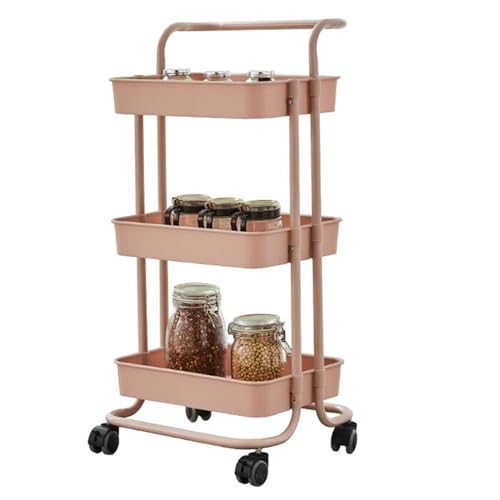 YHNNH, Obst-Gemüse-Küchenwagen, Snack-Aufbewahrungshalter, Rollständer, multifunktionales Regal for Getränke, Süßigkeiten, Spielzeug, Kleinwaren(Pink) von YHNNH