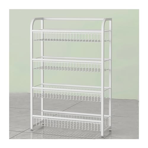 YHNNH, Obst-Gemüse-Snackwagen mit Rädern, 4-stufiges Getränke-Chips-Regal for Drogerien, Kasse, Supermarkt, Süßwarenläden(White,50X20X86CM(19.7X7.9X33.9IN)) von YHNNH