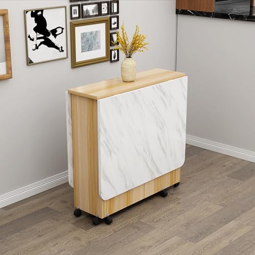 YHNNH, Platzsparender Klapp-Esstisch, Multifunktionstisch, Drop-Leaf-Esstisch, mit 6 Rollen und 2-lagigem Ablagefach(G,150CM/59IN) von YHNNH