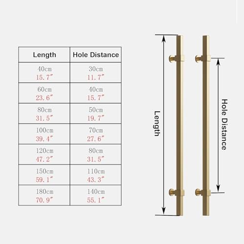 YHNNH, Push-Pull-Türgriffe aus verdicktem Edelstahl for Metalltüren, Glastüren, gehärtete Türen, Holztüren, modern und einfach(Yellow,Length40CM) von YHNNH