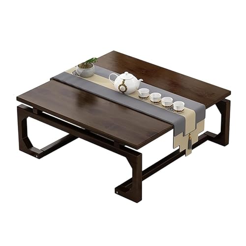 YHNNH, Quadratischer Vintage-Couchtisch aus massivem Holz – niedriger Teetisch for Sitzen auf dem Boden, japanischer Esszimmer-Altar-Studientisch(60cm) von YHNNH