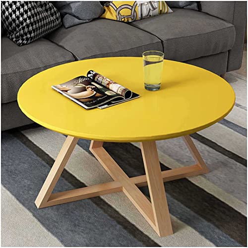 YHNNH, Runder Couchtisch mit modernem Design, MDF-Platte und Holzbeinen, for Wohnzimmer, Schlafzimmer, Balkon, Büro – Sofa-Beistelltisch(Yellow,50cm) von YHNNH