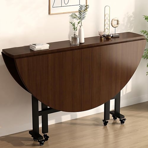 YHNNH, Runder klappbarer Esstisch, moderner klappbarer Esstisch und erweiterbarer Küchentisch, Bürotisch mit 6 Rollen(Walnut,130x75cm) von YHNNH