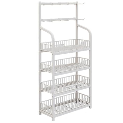 YHNNH, Snack-Rack-Ausstellungsständer for den Boden, großer Supermarkt, Süßwarengeschäfte, Apotheke, mehrschichtiges Organizer-Regal mit Haken(4 Tier White,50x27cm/19.7x10.6in) von YHNNH