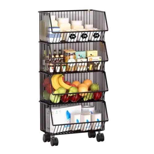 YHNNH, Supermarkt-Küchen-Aufbewahrungskorb, bodenstehendes Display-Snackregal mit Rad, mobiler Obst- und Gemüse-Organizer auf der Arbeitsplatte(41X29X83cm(16.1x11.4x32.7in)) von YHNNH