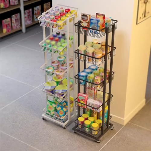 YHNNH, Supermarkt-Snackregal mit 5 Ebenen, schwarz/weißes Getränkeregal for Süßigkeiten, Chips for Convenience-Stores, mobiler Organizer-Halter(5Tier White) von YHNNH