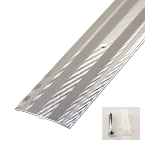 YHNNH Aluminium-Bodenübergangsleiste – einstellbare Länge 35,4–71 Zoll, 2,4 Zoll breit, einfache Installation mit Schrauben(Silver,110cm) von YHNNH