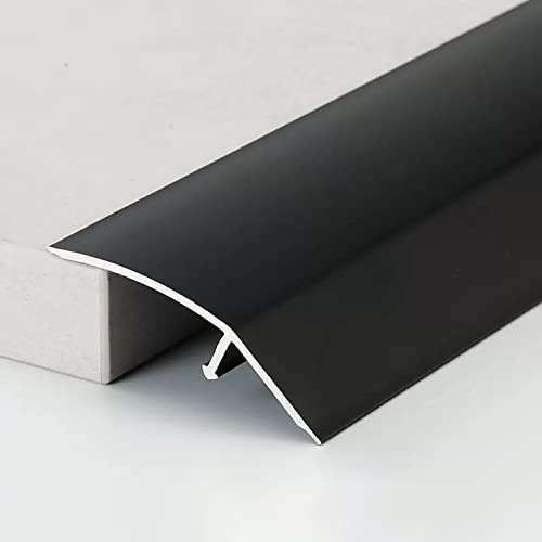 YHNNH Bodenübergangsleiste aus Aluminiumlegierung – zuschneidbare Kantenleiste for Teppichboden und Vinyl, 90 cm x 5,2 cm, ideal for unebene Böden(Black) von YHNNH