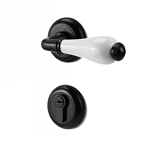 YHNNH Goldene Bronze-Schlafzimmertürknäufe mit Schloss und Schlüssel – langlebiger Keramikgriff mit Stummschaltung for den Innenbereich(ModelA) von YHNNH