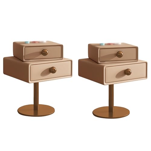 YHNNH Hoher Sofa-Beistelltisch, Kleiner Nachttisch, drehbarer oberer Schubladen-Aufbewahrungs-Nachttisch for kleine Räume im Wohnzimmer und Schlafzimmer(Light Brown,45x40x60cm) von YHNNH