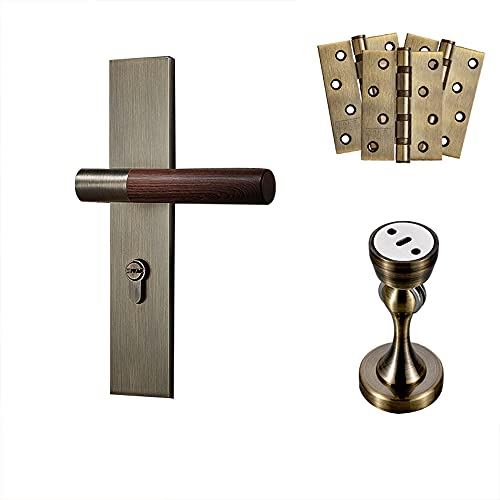 YHNNH Klassisches Türknauf-Set mit Einsteckschloss und Schlüssel aus Bronze – idealer Ersatz for antike Schloss-Sets mit Holzmaserungsgriff(ModelC) von YHNNH