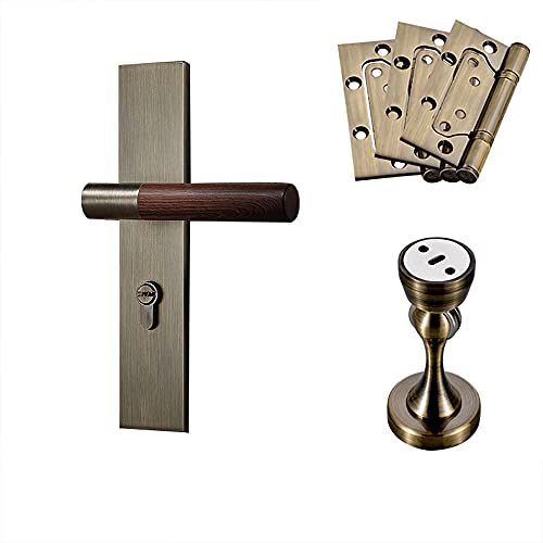 YHNNH Klassisches Türknauf-Set mit Einsteckschloss und Schlüssel aus Bronze – idealer Ersatz for antike Schloss-Sets mit Holzmaserungsgriff(ModelD) von YHNNH