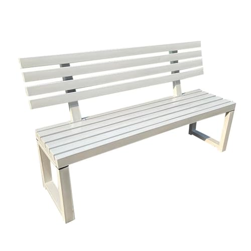 YHNNH Multifunktionale 2-Sitzer-Bank for den Außenbereich mit Rückenlehne – Stahlrahmen for Terrasse und Garten, 39/47/59 Zoll, Pink/Weiß/Orange(Cream,47in) von YHNNH