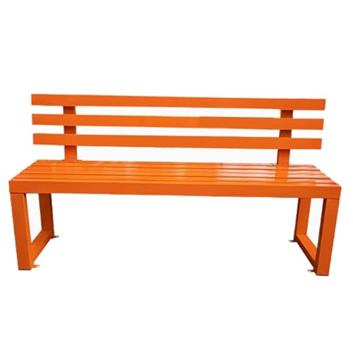 YHNNH Multifunktionale 2-Sitzer-Bank for den Außenbereich mit Rückenlehne – Stahlrahmen for Terrasse und Garten, 39/47/59 Zoll, Pink/Weiß/Orange(Orange,39in) von YHNNH