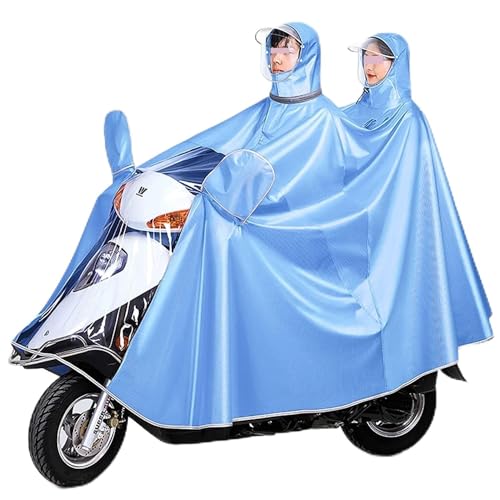 YHNNH Regen-Regenschutz for Rollstuhlfahrer mit Kapuze, Fahrrad-Regenmantel for Doppel- und Einzelfahrräder mit doppeltem Verwendungszweck(Light Blue,L) von YHNNH