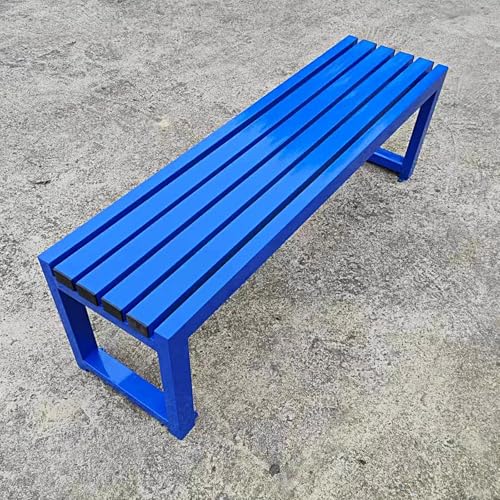 YHNNH Robuste 3-Sitzer-Gartenbank aus Metall – wetterfeste Sitzgelegenheiten for die Terrasse im Freien for Parks und Gärten(Blue,120cm) von YHNNH
