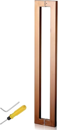 YHNNH Robustes Schiebetürgriff-Set for Scheunentore, moderner Stangengriff aus Edelstahl, alle Installationsbeschläge im Lieferumfang enthalten(Rose Gold,80Cm/32Inch) von YHNNH