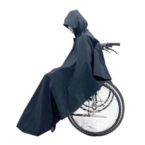 YHNNH Rollstuhl-Regenmantel, Kapuzenponcho mit reflektierenden Streifen, Regenmantel, Regenumhang(Black) von YHNNH