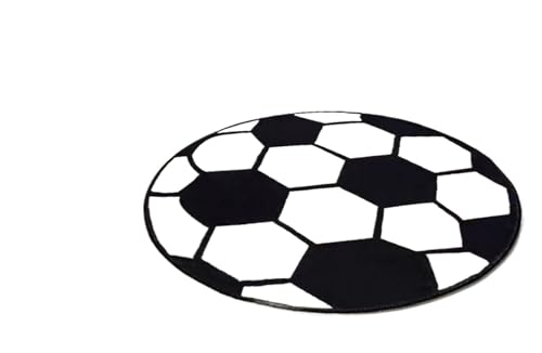 YHNNH Runder Schlafzimmerteppich, schmutzabweisend, Nachttischdecke, niedliche Bodenmatte, Stuhlmatte, Schaukelstuhl, Hängekorbmatte (Fußball, 80 Durchmesser) von YHNNH