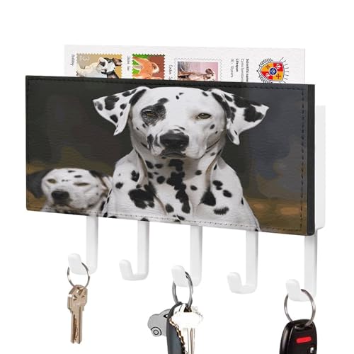 YHNNH Schlüsselhaken zur Wandmontage, Dalmatiner-Hund, bedruckt, Kunststoff-Dekor-Schlüsselaufhänger für die Wand, mit 5 Schlüsselhaken, individuelles Schlüsselbrett für Eingangsbereich, Wohnzimmer von YHNNH