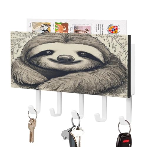 YHNNH Schlüsselhaken zur Wandmontage, Faultier My Spirit, Tierdruck, Kunststoff-Dekor-Schlüsselaufhänger für die Wand, mit 5 Schlüsselhaken, individuelles Schlüsselbrett für Eingangsbereich YHNNH Schlüsselhaken zur Wandmontage, Faultier My Spirit, Tierdruck, Kunststoff-Dekor-Schlüsselaufhänger für die Wand, mit 5 Schlüsselhaken, individuelles Schlüsselbrett für Eingangsbereich von YHNNH