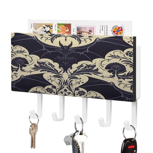 YHNNH Schlüsselhaken zur Wandmontage, Fledermaus-Muster, Kunststoff-Dekor-Schlüsselaufhänger für die Wand mit 5 Schlüsselhaken, individuelles Schlüsselbrett für Eingangsbereich, Wohnzimmer, Büro von YHNNH
