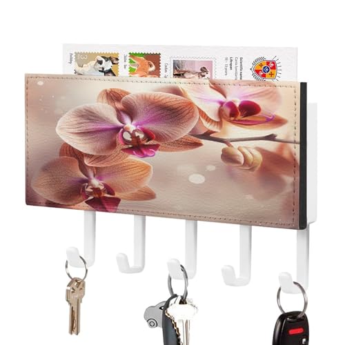 YHNNH Schlüsselhaken zur Wandmontage, Orchidee auf Hintergrund, bedruckt, Kunststoff-Dekor-Schlüsselaufhänger für die Wand mit 5 Schlüsselhaken, individuelles Schlüsselbrett für Eingangsbereich YHNNH Schlüsselhaken zur Wandmontage, Orchidee auf Hintergrund, bedruckt, Kunststoff-Dekor-Schlüsselaufhänger für die Wand mit 5 Schlüsselhaken, individuelles Schlüsselbrett für Eingangsbereich von YHNNH
