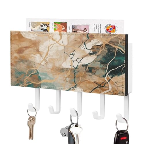 YHNNH Schlüsselhaken zur Wandmontage, Stil ist hell goldbedruckter Kunststoff-Dekor-Schlüsselhalter für die Wand mit 5 Schlüsselhaken, individuelles Schlüsselbrett für Eingangsbereich, Wohnzimmer YHNNH Schlüsselhaken zur Wandmontage, Stil ist hell goldbedruckter Kunststoff-Dekor-Schlüsselhalter für die Wand mit 5 Schlüsselhaken, individuelles Schlüsselbrett für Eingangsbereich, Wohnzimmer von YHNNH