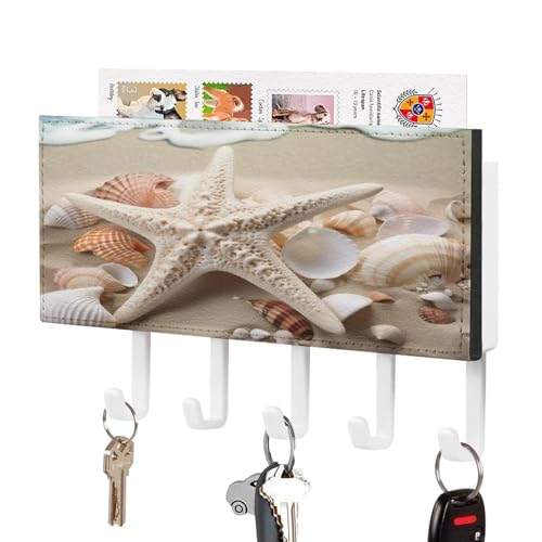 YHNNH Schlüsselhaken zur Wandmontage, Strandmuschel mit Seestern bedruckt, Kunststoff-Dekor-Schlüsselaufhänger für die Wand mit 5 Schlüsselhaken, individuelles Schlüsselbrett für Eingangsbereich YHNNH Schlüsselhaken zur Wandmontage, Strandmuschel mit Seestern bedruckt, Kunststoff-Dekor-Schlüsselaufhänger für die Wand mit 5 Schlüsselhaken, individuelles Schlüsselbrett für Eingangsbereich von YHNNH