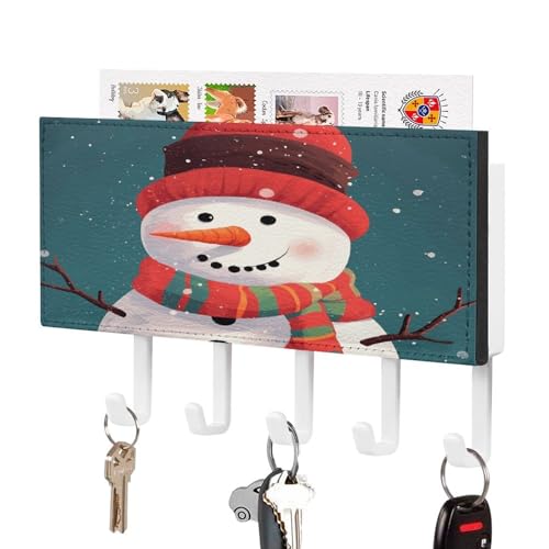 YHNNH Schlüsselhaken zur Wandmontage, Weihnachts-Schneemann-Druck, Kunststoff-Dekor-Schlüsselaufhänger für die Wand mit 5 Schlüsselhaken, individuelles Schlüsselbrett für Eingangsbereich, Wohnzimmer YHNNH Schlüsselhaken zur Wandmontage, Weihnachts-Schneemann-Druck, Kunststoff-Dekor-Schlüsselaufhänger für die Wand mit 5 Schlüsselhaken, individuelles Schlüsselbrett für Eingangsbereich, Wohnzimmer von YHNNH