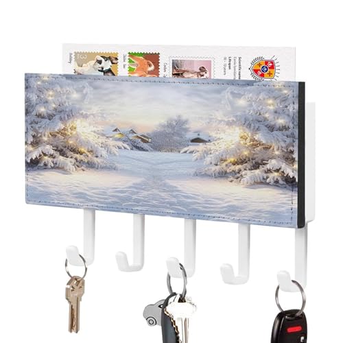 YHNNH Schlüsselhaken zur Wandmontage, Winter-Schneebedruckter Kunststoff-Dekor-Schlüsselaufhänger für die Wand mit 5 Schlüsselhaken, individuelles Schlüsselbrett für Eingangsbereich, Wohnzimmer, Büro YHNNH Schlüsselhaken zur Wandmontage, Winter-Schneebedruckter Kunststoff-Dekor-Schlüsselaufhänger für die Wand mit 5 Schlüsselhaken, individuelles Schlüsselbrett für Eingangsbereich, Wohnzimmer, Büro von YHNNH