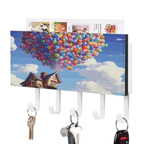 YHNNH Schlüsselhaken zur Wandmontage, bunter Ballon und Hausdruck, Kunststoff-Dekor-Schlüsselaufhänger für die Wand mit 5 Schlüsselhaken, individuelles Schlüsselbrett für Eingangsbereich, Wohnzimmer YHNNH Schlüsselhaken zur Wandmontage, bunter Ballon und Hausdruck, Kunststoff-Dekor-Schlüsselaufhänger für die Wand mit 5 Schlüsselhaken, individuelles Schlüsselbrett für Eingangsbereich, Wohnzimmer von YHNNH