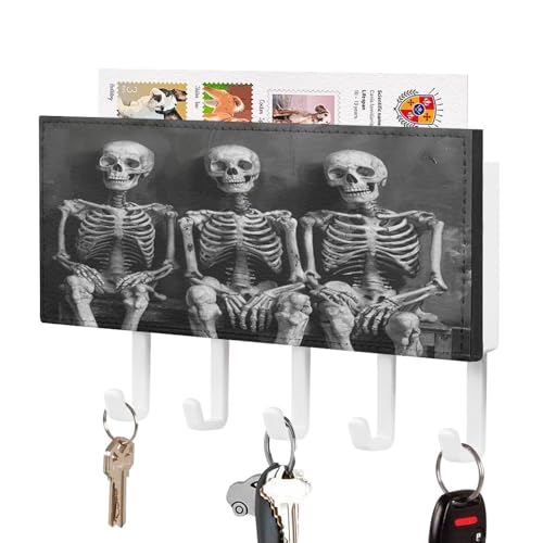 YHNNH Schlüsselhaken zur Wandmontage, drei lächelnde Skelett-Sprinte, Kunststoff-Dekor-Schlüsselaufhänger für die Wand mit 5 Schlüsselhaken, individuelles Schlüsselbrett für Eingangsbereich YHNNH Schlüsselhaken zur Wandmontage, drei lächelnde Skelett-Sprinte, Kunststoff-Dekor-Schlüsselaufhänger für die Wand mit 5 Schlüsselhaken, individuelles Schlüsselbrett für Eingangsbereich von YHNNH