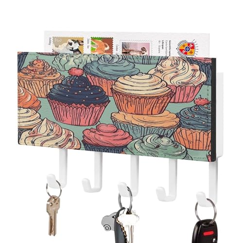 YHNNH Schlüsselhaken zur Wandmontage, handgezeichneter Kuchendruck, Kunststoff-Dekor-Schlüsselaufhänger für die Wand mit 5 Schlüsselhaken, individuelles Schlüsselbrett für Eingangsbereich, Wohnzimmer YHNNH Schlüsselhaken zur Wandmontage, handgezeichneter Kuchendruck, Kunststoff-Dekor-Schlüsselaufhänger für die Wand mit 5 Schlüsselhaken, individuelles Schlüsselbrett für Eingangsbereich, Wohnzimmer von YHNNH