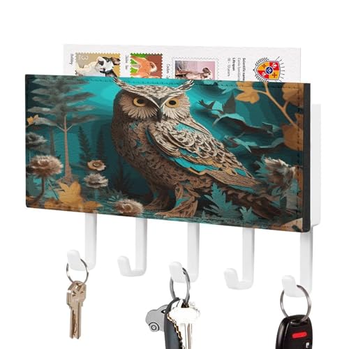YHNNH Schlüsselhaken zur Wandmontage, mit dunklem Eulendruck, Kunststoff-Dekor-Schlüsselaufhänger für die Wand mit 5 Schlüsselhaken, individuelles Schlüsselbrett für Eingangsbereich, Wohnzimmer, Büro YHNNH Schlüsselhaken zur Wandmontage, mit dunklem Eulendruck, Kunststoff-Dekor-Schlüsselaufhänger für die Wand mit 5 Schlüsselhaken, individuelles Schlüsselbrett für Eingangsbereich, Wohnzimmer, Büro von YHNNH