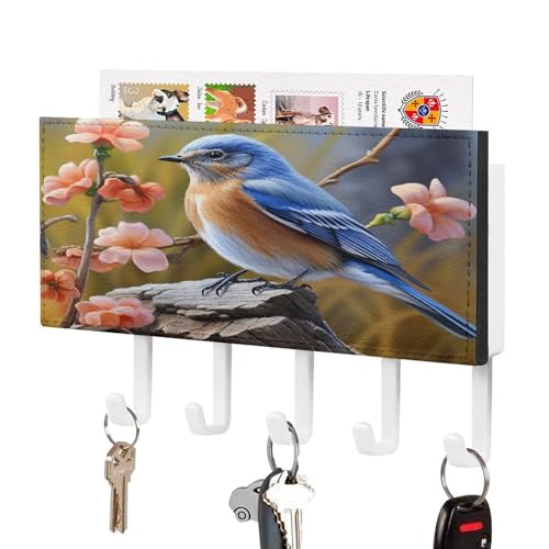 YHNNH Schlüsselhaken zur Wandmontage, mit östlichem Blauvogeldruck, Kunststoff-Dekor-Schlüsselaufhänger für die Wand mit 5 Schlüsselhaken, individuelles Schlüsselbrett für Eingangsbereich, Wohnzimmer YHNNH Schlüsselhaken zur Wandmontage, mit östlichem Blauvogeldruck, Kunststoff-Dekor-Schlüsselaufhänger für die Wand mit 5 Schlüsselhaken, individuelles Schlüsselbrett für Eingangsbereich, Wohnzimmer von YHNNH