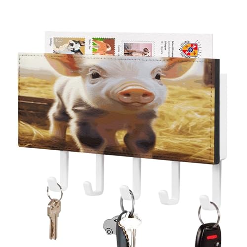 YHNNH Schlüsselhaken zur Wandmontage, niedlicher Bauernhof-Tierdruck, Kunststoff-Dekor-Schlüsselaufhänger für die Wand, mit 5 Schlüsselhaken, individuelles Schlüsselbrett für Eingangsbereich YHNNH Schlüsselhaken zur Wandmontage, niedlicher Bauernhof-Tierdruck, Kunststoff-Dekor-Schlüsselaufhänger für die Wand, mit 5 Schlüsselhaken, individuelles Schlüsselbrett für Eingangsbereich von YHNNH