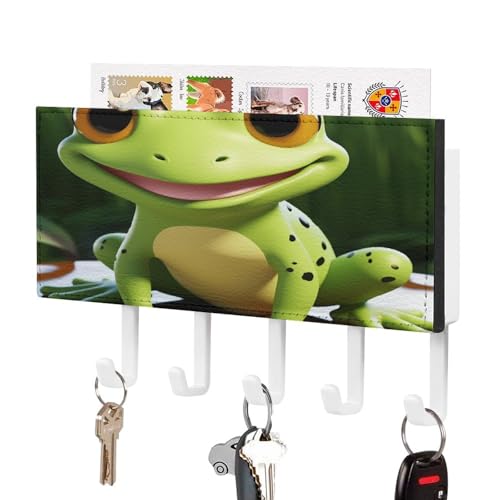YHNNH Schlüsselhaken zur Wandmontage, niedlicher Froschdruck, Kunststoff-Dekor-Schlüsselaufhänger für die Wand, mit 5 Schlüsselhaken, individuelles Schlüsselbrett für Eingangsbereich, Wohnzimmer, Büro YHNNH Schlüsselhaken zur Wandmontage, niedlicher Froschdruck, Kunststoff-Dekor-Schlüsselaufhänger für die Wand, mit 5 Schlüsselhaken, individuelles Schlüsselbrett für Eingangsbereich, Wohnzimmer, Büro von YHNNH