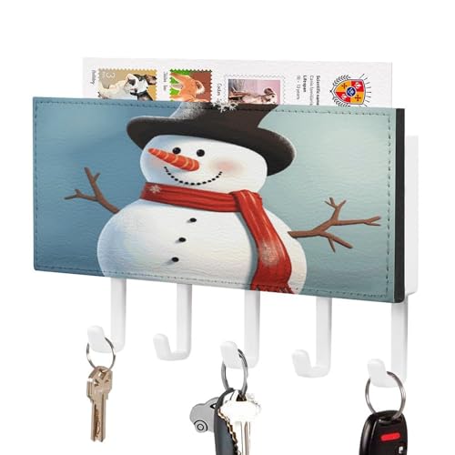 YHNNH Schlüsselhaken zur Wandmontage, niedlicher Schneemann-Druck, Kunststoff-Dekor-Schlüsselaufhänger für die Wand mit 5 Schlüsselhaken, individuelles Schlüsselbrett für Eingangsbereich, Wohnzimmer YHNNH Schlüsselhaken zur Wandmontage, niedlicher Schneemann-Druck, Kunststoff-Dekor-Schlüsselaufhänger für die Wand mit 5 Schlüsselhaken, individuelles Schlüsselbrett für Eingangsbereich, Wohnzimmer von YHNNH