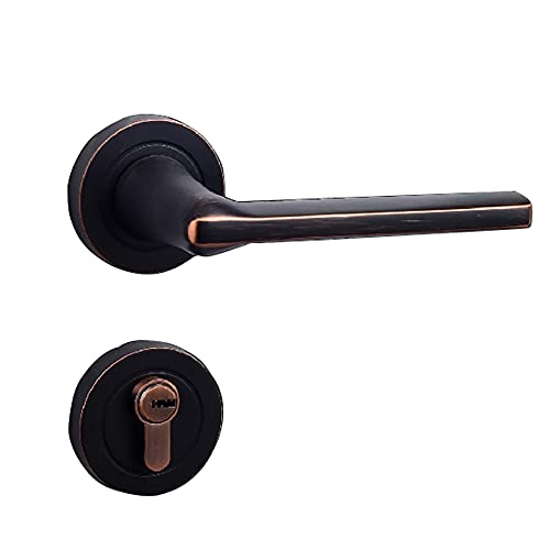 YHNNH Türknauf und Hebelset mit quadratischem Riegel mit Doppelschlüssel – massiver Eingangsgriff aus Stahl mit mattschwarzer Oberfläche(ModelA) von YHNNH