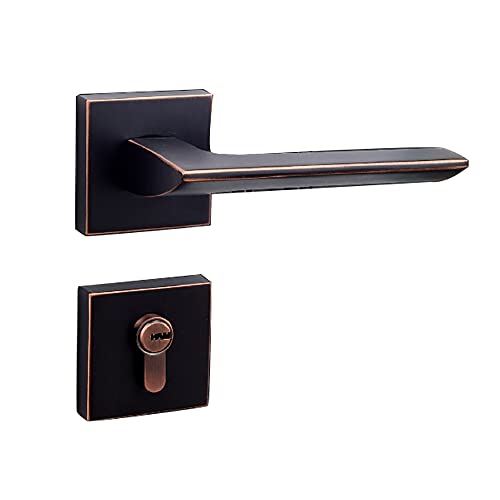 YHNNH Türknauf und Hebelset mit quadratischem Riegel mit Doppelschlüssel – massiver Eingangsgriff aus Stahl mit mattschwarzer Oberfläche(ModelB) von YHNNH