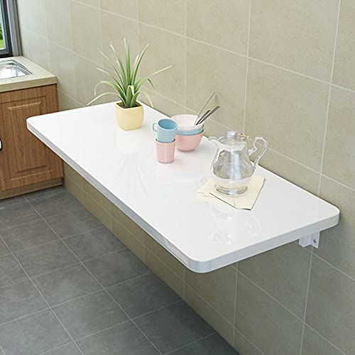 YHNNH Weiße, an der Wand montierte, klappbare Werkbank mit Halterungen for den Garagenschuppen im Freien, das Heimbüro, die Waschküche oder den Esstisch in der Küche(70x30cm/27inchx12inch) von YHNNH