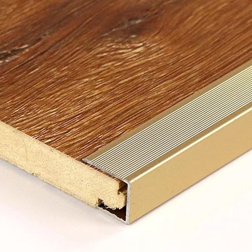 YHNNH rutschfeste Bodenübergangsleiste aus Aluminium – 90 cm Kantenschutz for sicheren Schutz und Haltbarkeit(Gold,Inner Height 12mm) von YHNNH