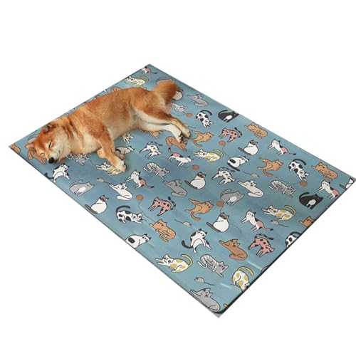 YHOPJKFRA Kühlmatte für Hunde – Weicher, Dicker Schaumstoff, stützendes Gel, selbstkühlendes Pad für Hunde und Katzen im Sommer. Langlebig, Kratzfest | Blaue Katze von YHOPJKFRA