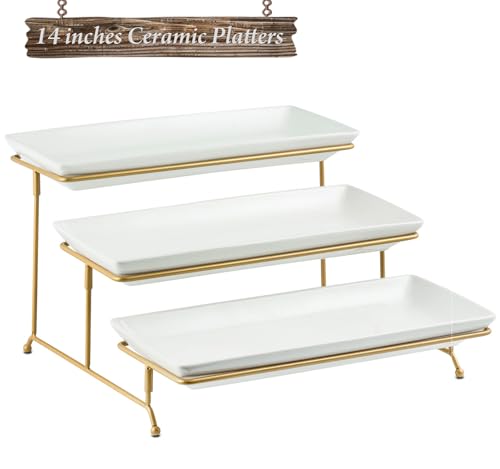Großer Etagen-Servierständer mit 3 Ebenen Servierständer Serviertablett für Dessert Server Display klappbar stabiles Metallgestell Großer Etagen-Servierständer mit 3 Ebenen Servierständer Serviertablett für Dessert Server Display klappbar stabiles Metallgestell von YHOSSEUN