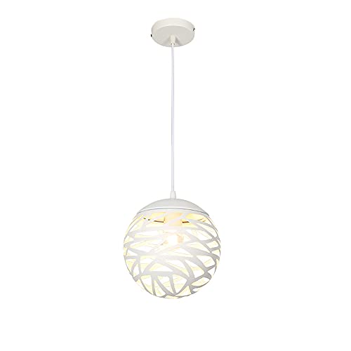 SDFDSSR Nordic Creativity E27 Kronleuchter Eisen Hohl Pendelleuchte Weiß Hängelampe Verstellbares Droplight Geeignet Für Kücheninsel, Schlafzimmer, Vitrine, Eingang (20 cm Hoch) von YHQSYKS