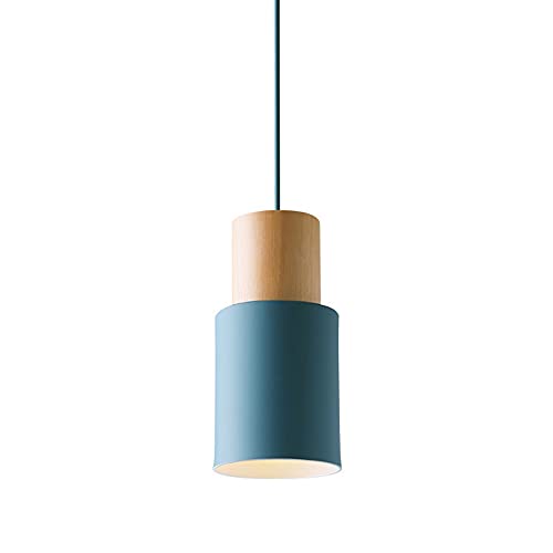 YHQSYKS Beleuchtung Nordic Macaron Pendelleuchte mit Holz 1-Licht minimalistische Hängelampe verstellbar E27 Leuchte für Kücheninsel Kaffeebar Waschbecken 7 Farbe von YHQSYKS