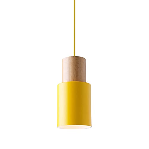 YHQSYKS Beleuchtung Nordic Macaron Pendelleuchte mit Holz 1-Licht minimalistische Hängelampe verstellbar E27 Leuchte für Kücheninsel Kaffeebar Waschbecken 7 Farbe von YHQSYKS