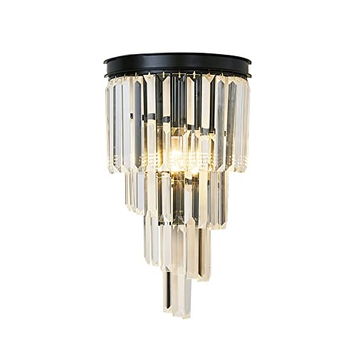 YHQSYKS Moderne Kristall-Wandleuchten 2-Lichter Gold-Wandleuchte Lampe 4-Tier-Kristall-Wand-Nachttischleuchte E14 * 2 Wandleuchte für Wohnzimmer Schlafzimmer Treppe von YHQSYKS