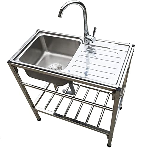 Freistehende tragbare Spüle mit Ständer und Wasserhahn,Easy To Clean，für Outdoor,Hinterhof, Küche,Restaurant,Garage,Garten,Bar. (Size : Single layer) von YHQYCGS